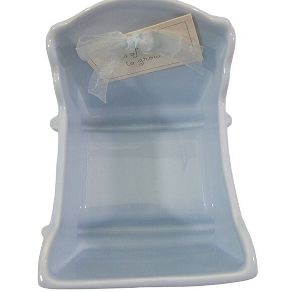 Hallmark Signature Baby Boy Blue Ceramic Keepsake Cradle Rocker Lots of Love - Picture 2 of 16